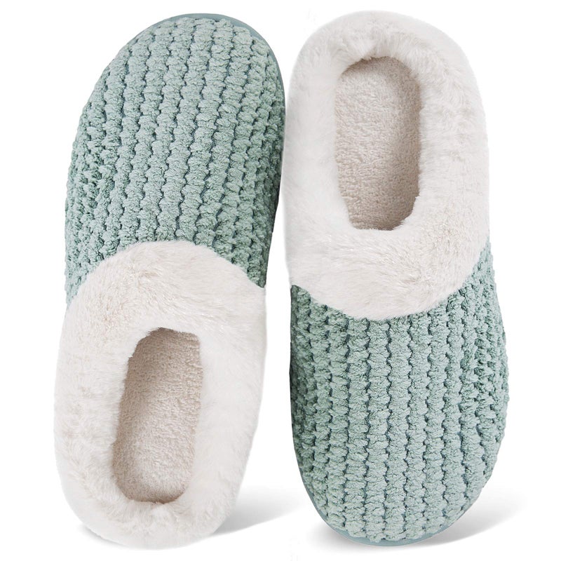 WateLves Women's Slippers Comfort Memory Foam House Slippers Plush Lining Bedroom Shoes for Indoor & Outdoor (Green, 40/41) - Image 1